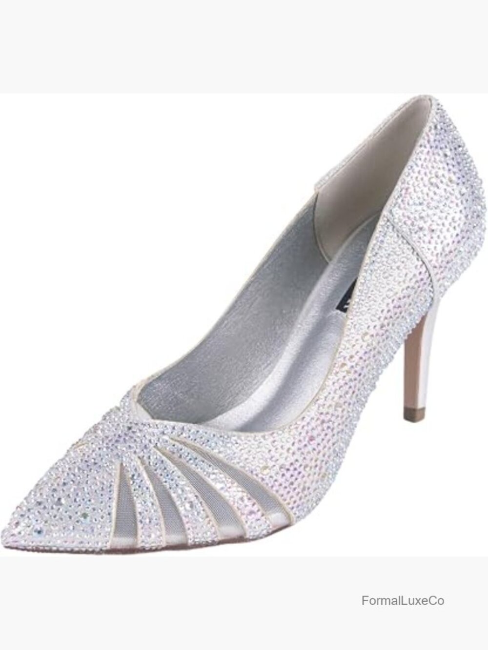 Women's Mid Heel Rhinestone Mesh Evening Prom Wedding Pumps